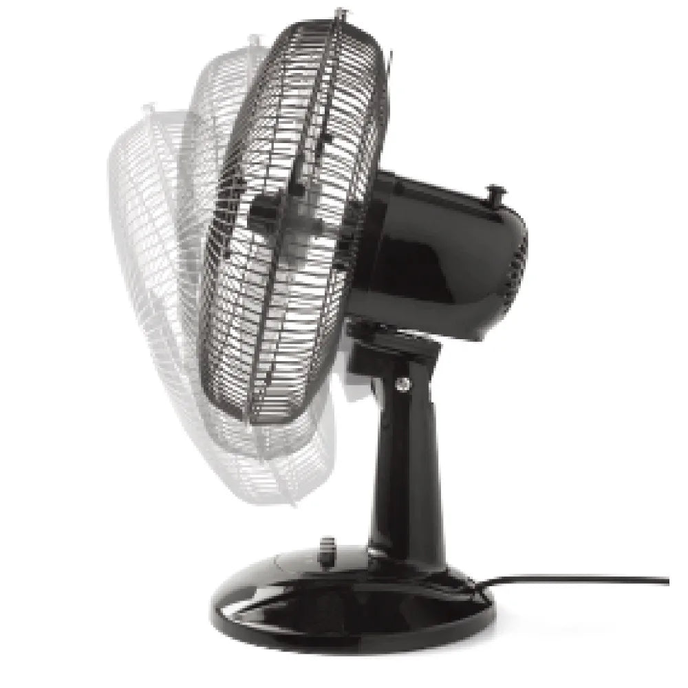 12" Fan Head Oscillating Portable Table Fan 3-Speeds Tilt Head for Bedroom or Office Black New 180-degree Pivoting Head