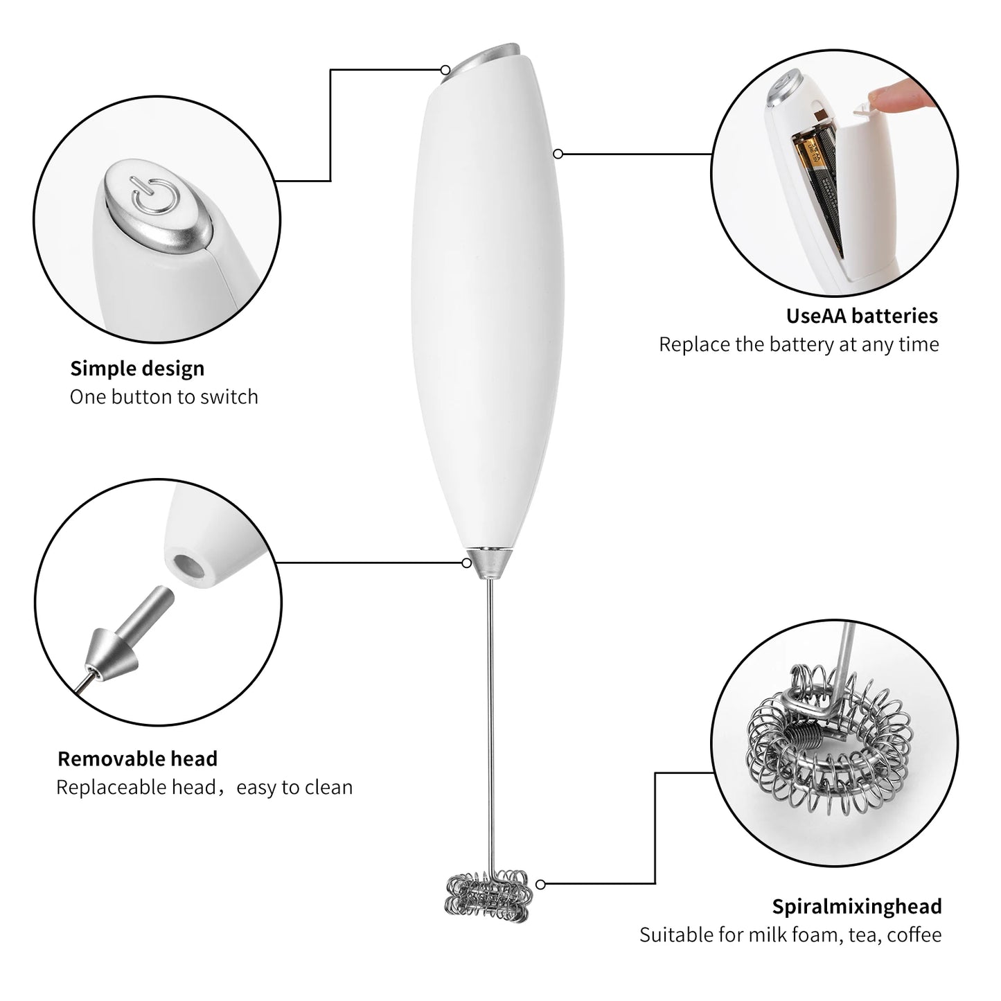 1PC Electric Egg Beater Milk Frother Wireless Handheld Coffee Cappuccino Frother Household Mini Whisk Mixer