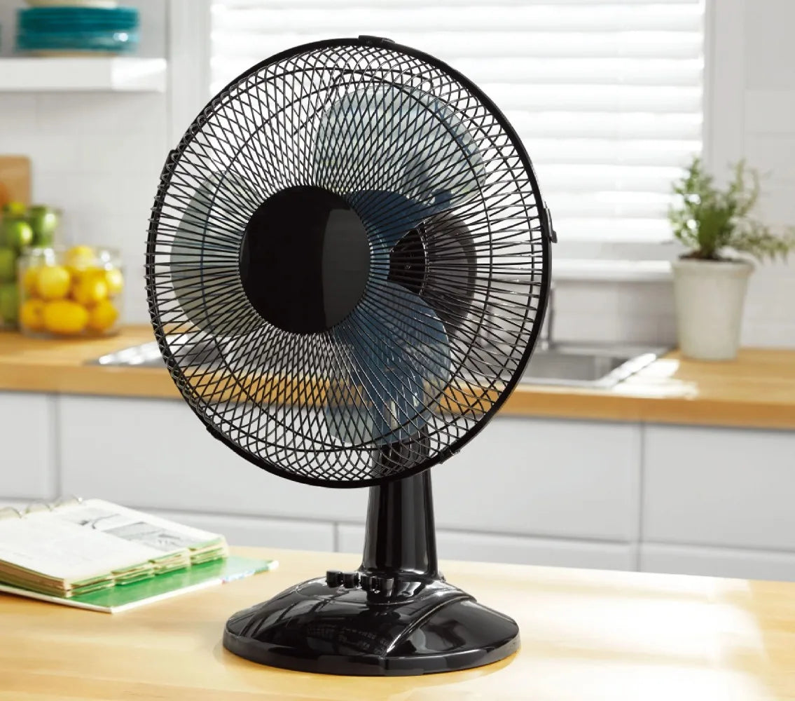 12" Fan Head Oscillating Portable Table Fan 3-Speeds Tilt Head for Bedroom or Office Black New 180-degree Pivoting Head