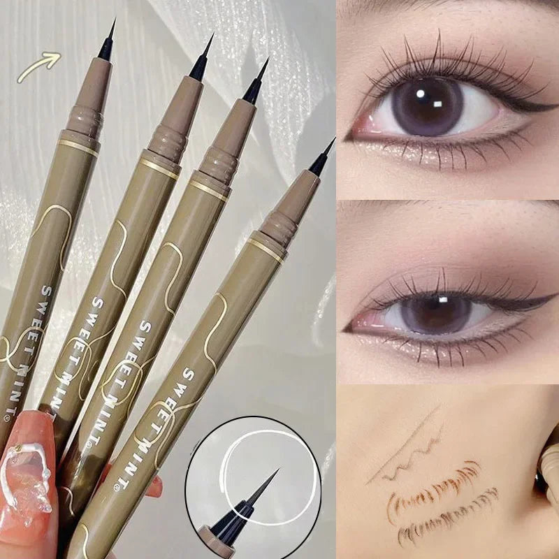 Ultra Fine Liquid Eyeliner Waterproof Sweat Proof Quick Drying Eyelash Pen Black Brown Lasting Smooth Silkworm Pens Cosmetics