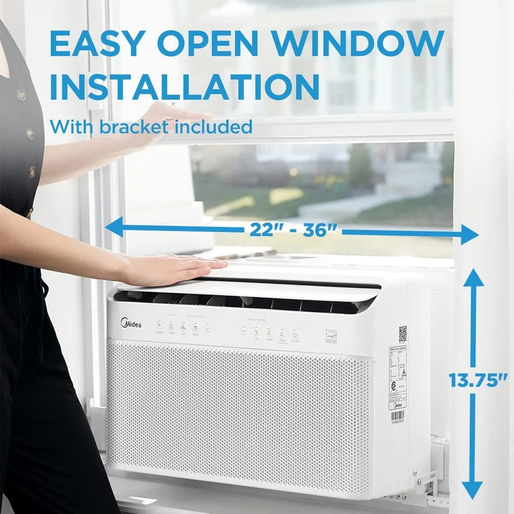 8,000 BTU U-Shaped Smart Inverter Air Conditioner –Cools up to 350 Sq. Ft., Ultra Quiet with Open Window Flexibility