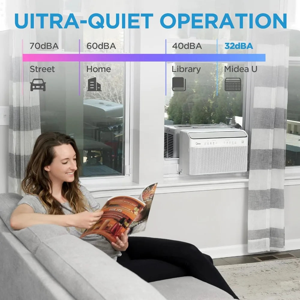 8,000 BTU U-Shaped Smart Inverter Air Conditioner –Cools up to 350 Sq. Ft., Ultra Quiet with Open Window Flexibility