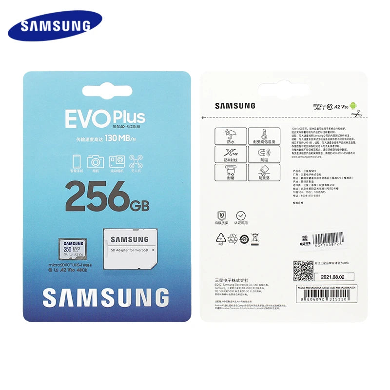 SAMSUNG EVO Plus Micro SD Card With Adapter 512GB 256GB 128GB TF Card A2 U3 V30 Memory Card 64GB A1 U1 V10 Flash Card for Phone