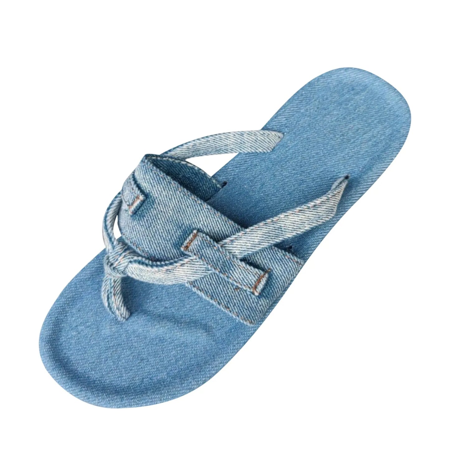 Casual Slippers Womens Shoes Summer New Casual Pintoed Herringbone Slippers For Women Country Wear Oversized Denim Slippers 신발