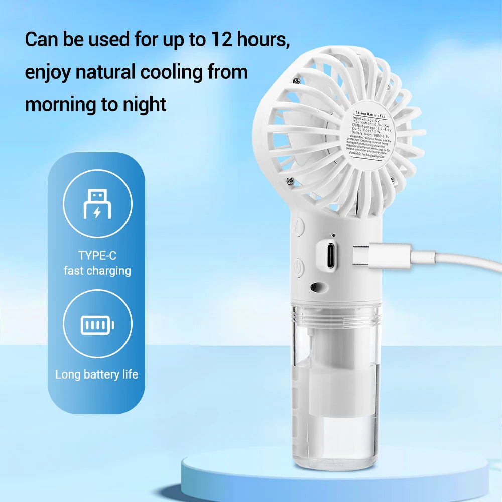 Handheld Portable Fan Water Spray Mini Fan Air Cooling Mist Fan Air Humidifier For Room Outdoor Camping Summer Hydration Device