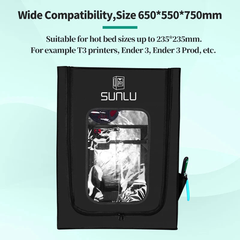 SUNLU 3D Printer Enclosure 65*55*75cm Constant Temperature Suitable for T3/Ender 3/3Pro/V2 and Hot Bed Sizes Up to 235*235mm