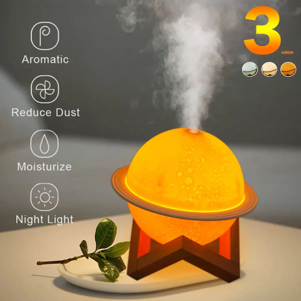 Aroma Diffuser Air Humidifier with LED 200ML 3D Moon Planet Humidifier USB Portable Air Purifier Bedroom Decor Night Lights New