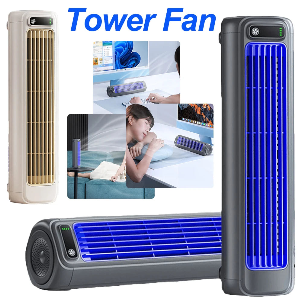 Electric Fan Portable Tower Fan 3 Speeds Desk Fan Quiet Stand fan Rechargeable Wall Mount Fan Standing Cooling Fan for Bedroom