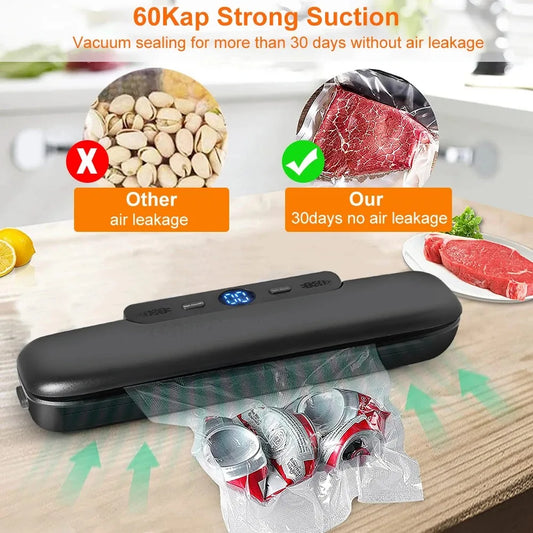 Electric Food Vacuum Sealer Machine And Storage Bags One Touch Fast Vacuuming For Wet Or Dry Food Kitchen Vacuum Sealing Machine