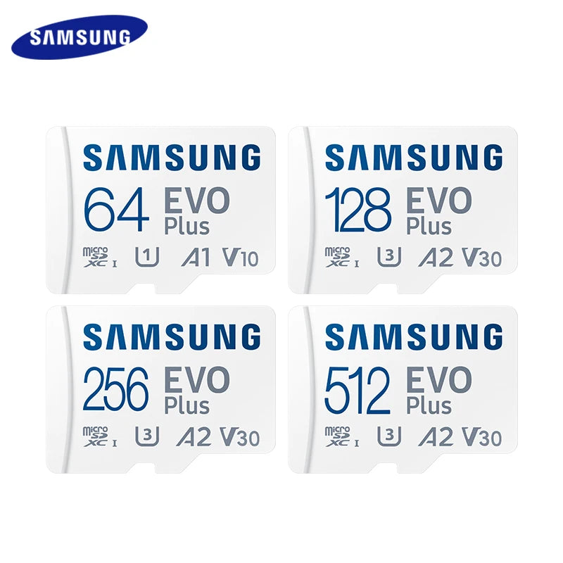 SAMSUNG EVO Plus Micro SD Card With Adapter 512GB 256GB 128GB TF Card A2 U3 V30 Memory Card 64GB A1 U1 V10 Flash Card for Phone