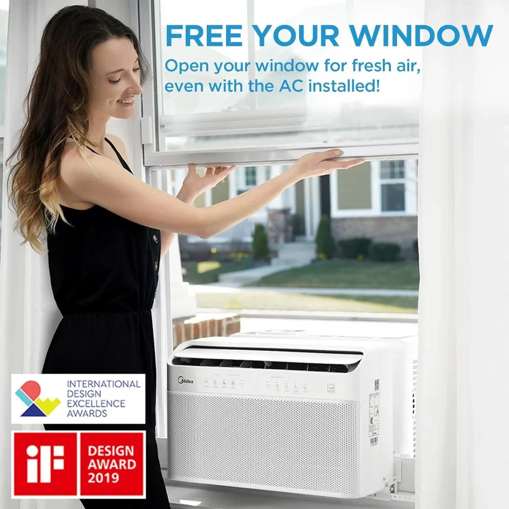 8,000 BTU U-Shaped Smart Inverter Air Conditioner –Cools up to 350 Sq. Ft., Ultra Quiet with Open Window Flexibility