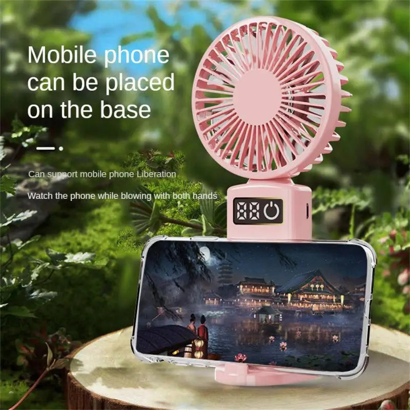 Digital Display Mini Fan USB 400 Mah Handheld Small Electric Fan Portable Student Cooling Device Pocket Outdoor Hand Fan 2023